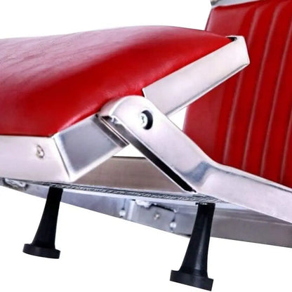 Sturdy Vintage-Style Barber Chair with Recline, 500lb Capacity, 360° Swivel for Salon & Spa, Red Customized