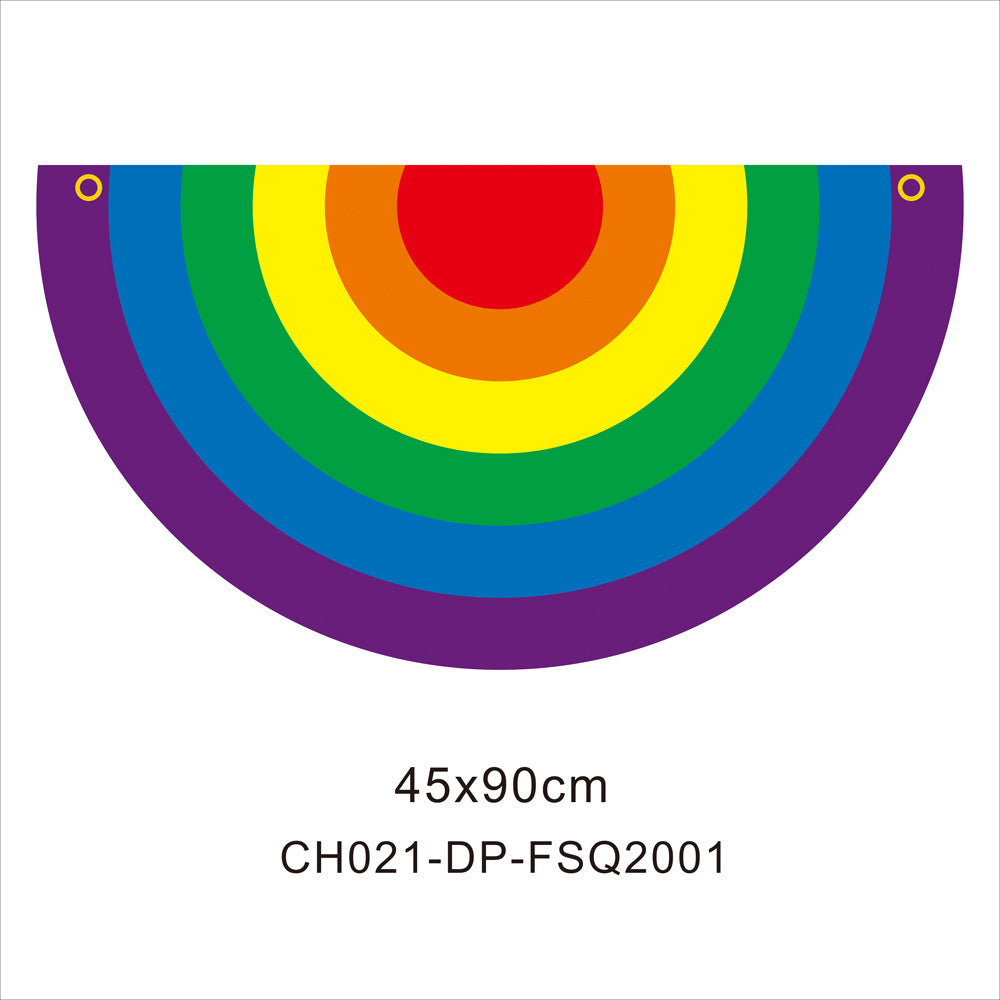 45*90cm Rainbow Flag Fan Shaped Gay  Semicircle LGBT Pride Lesbian Bisexual Transgender Pansexual Asexual Banner