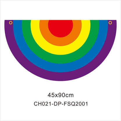 45*90cm Rainbow Flag Fan Shaped Gay  Semicircle LGBT Pride Lesbian Bisexual Transgender Pansexual Asexual Banner