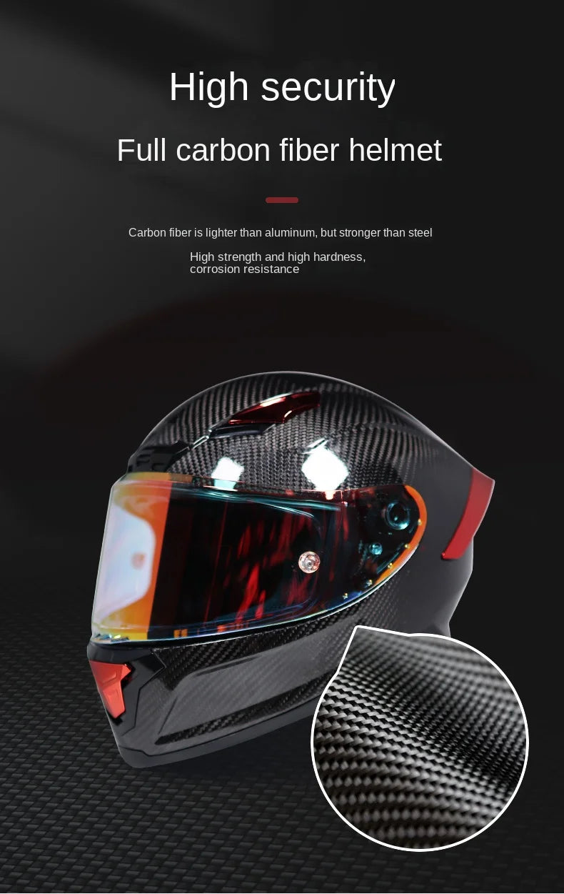 ORZ Carbon Fiber Motorcycle Helmet Four Seasons Full Face DOT Approved Unisex