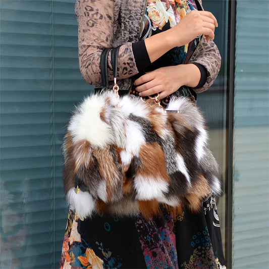 2025 New Clothing Designer Luxury Soft Fox Hair High-end Handbag Fashion Large Capacity Charm Women's Special Fur Bag