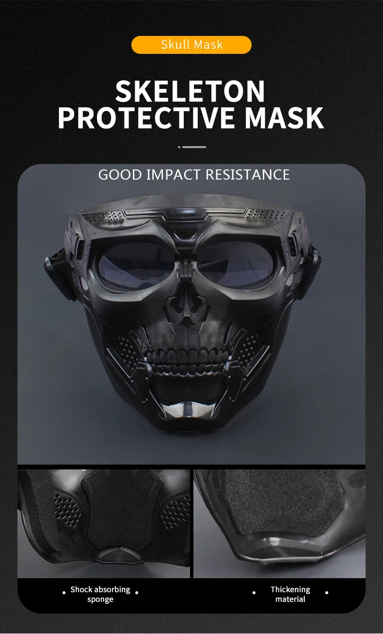 Skull Mask Motorcycle Mask Bicycle Riding Windproof Full Face Skeleton Protective Mask Colored Goggle Tactical Cycling Bike