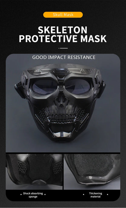 Skull Mask Motorcycle Mask Bicycle Riding Windproof Full Face Skeleton Protective Mask Colored Goggle Tactical Cycling Bike