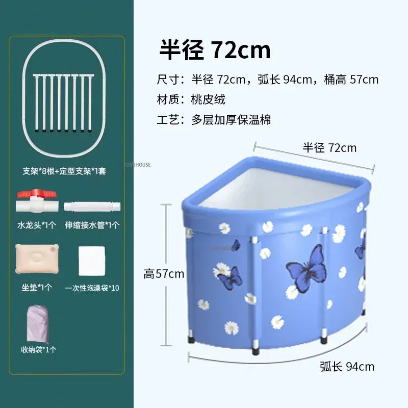 Household Triangular Bathtub Foldable Bath Bucket Swimming Pool Dual-use Portable Steam Sauna Fan-shaped Bath Barrel