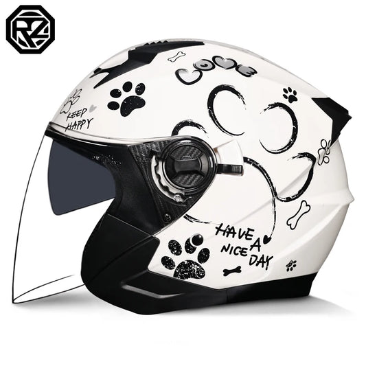 2025 Latest High Quality Motorcycle Helmet Half Covering Dual Lens Cascos para Motos Male Female Couple Capacetes de Moto