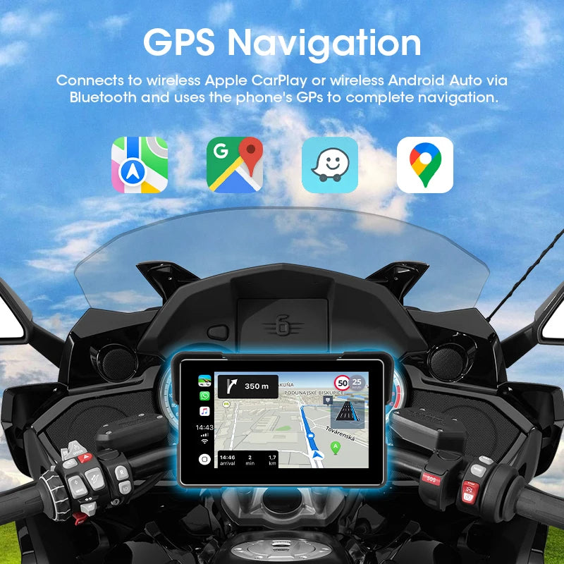 7 inch Motorcycle CarPlay Screen With TPMS GPS for Moto Navigation Display Screen Android Auto Digital Motorcycle Dashboard BT