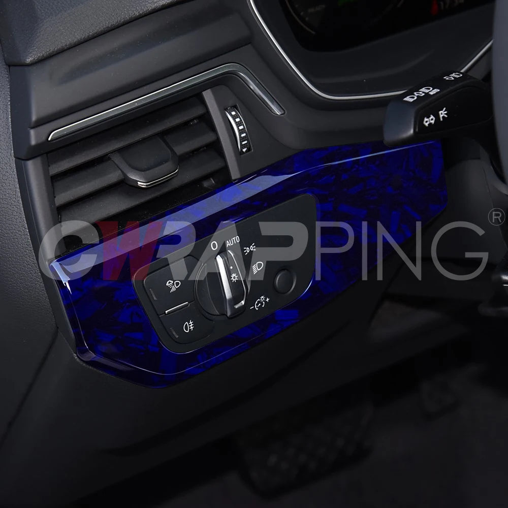 High Glossy Blue Forged Carbon Fiber Vinyl Wrap Waterproof Laser Film on the Hood DIY Car Adhesive Vinyl for Motorcycle Stickers