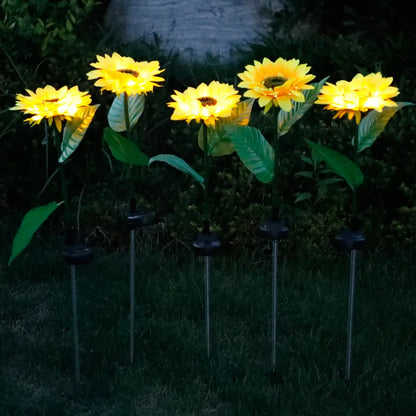 LED Solar Sunflowers Rose Flower Light Home Decorative Flower Lights Garden Decoration Lawn Lamp Waterproof Landscape Rose Light