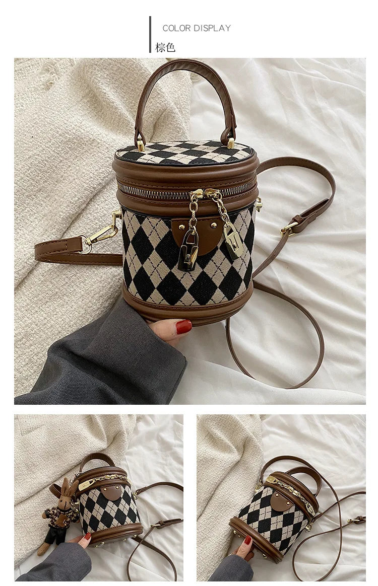 Women's Bag for Women Fashion Luxury Designer Zipper Small Handbags For Women Leather Bucket Shoulder Bag 2023 New Trend Pendant
