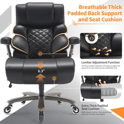 700lbs Big and Tall Office Chair-Large Computer Chair with Adjustable Lumbar Support 3D Flip Arms Plus Size Wheels,, Customized
