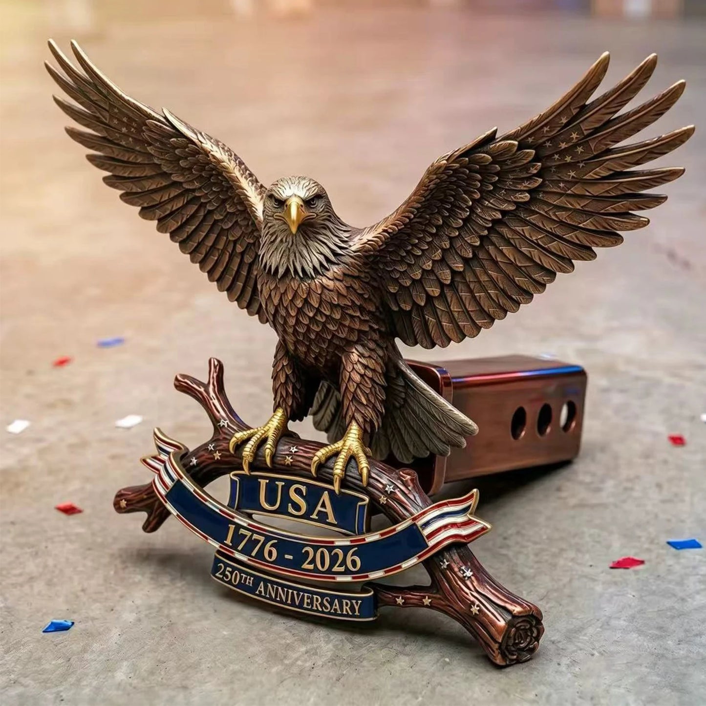 Patriotic Bald Eagle Hitch Cover USA 250th Anniversary Hitch Cover for Most Pickup Trucks SUVs and Campervans Vehicle Decoration