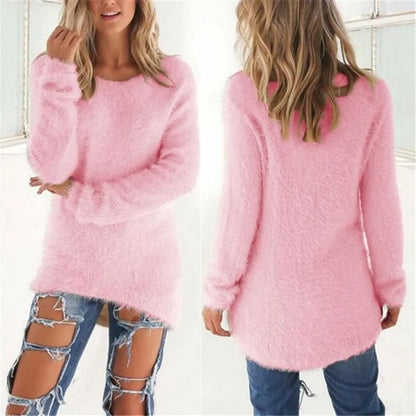 Sweater Woman autumn/winter 2022 Solid Color Long Sleeve O-neck Fleece Sweaters Women Fashion Dropshipping Sale CHD3059