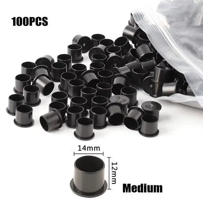 100/1000pcs Tattoo Ink Cups Caps Ink Holder 11mm 14mm 17mm Permanent Makeup Black Pigment Ink Caps Tattoo Accessories