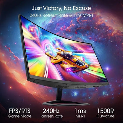 27 Inch Curved Gaming Monitor 240Hz FreeSync 1ms Response DP HDMI 99% sRGB Built-in Speakers