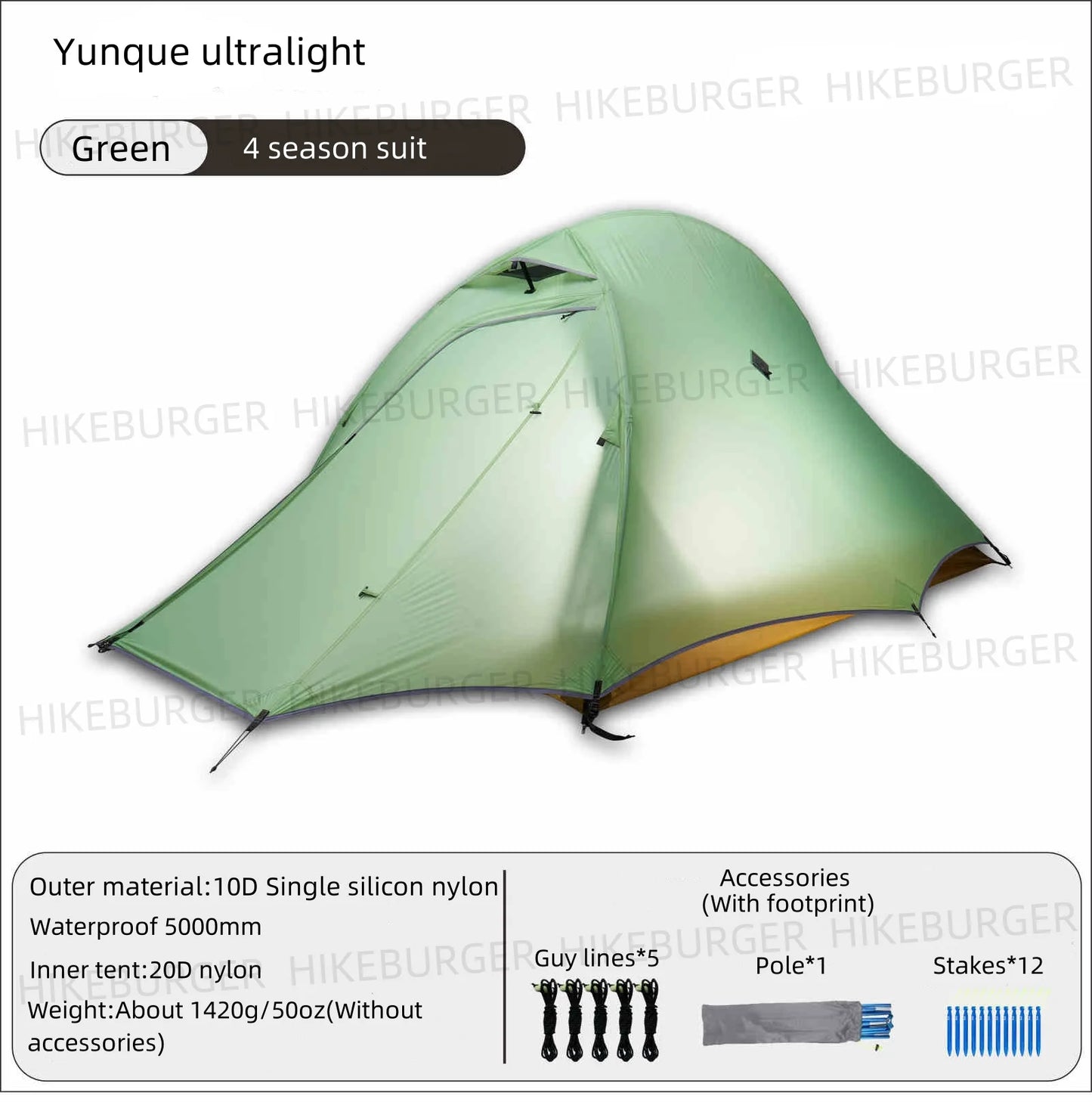 ASTA GEAR Yunque 10D Ultralight 1P Tent Outdoor Camping Fish Spine Waterproof Windproof Silicon Coating Trekking Tent