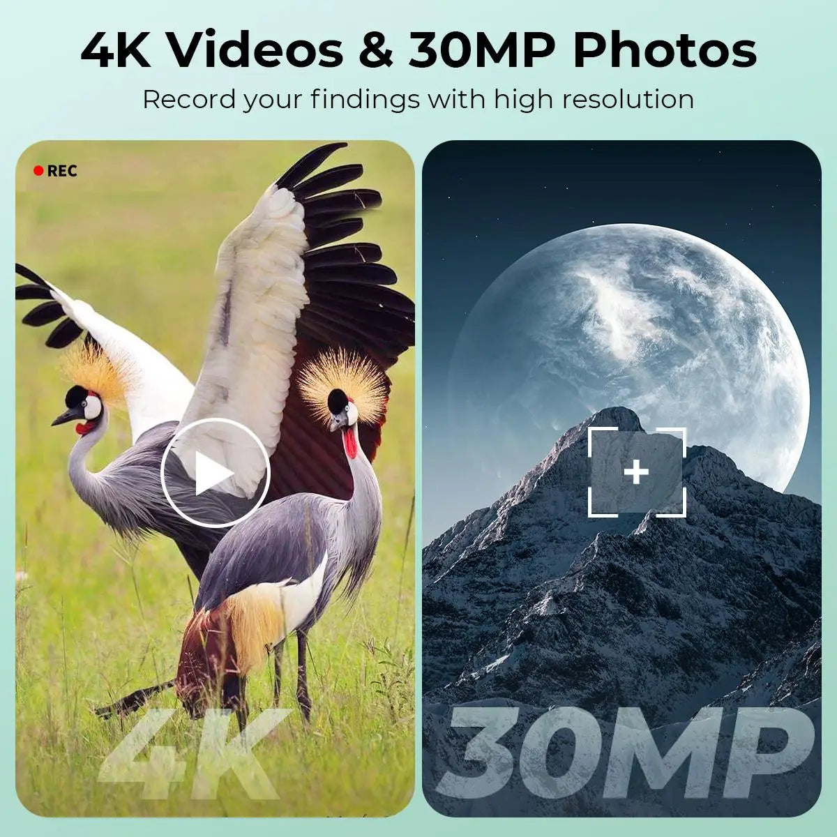 Spotting Scope Monocular Telescope with Camera 4K Video 30MP Photo 3in Display for Moon Star Bird Watching with Tripod 32GB Card