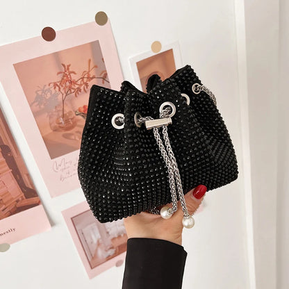 Luxury Women's Bag New High Quality Horseshoe Bucket Bag Exquisite PU Rivet Sequin Design Women's One Shoulder Handbag