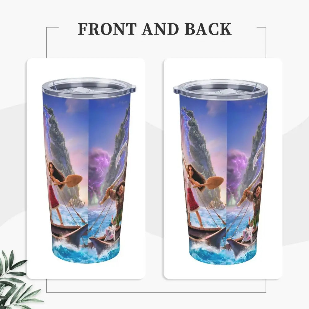 Moana and Pua Cartoon Movie Insulated Tumbler with Straws Stainless Steel Coffee Mugs Double Wall Car Bottle Cups 20oz