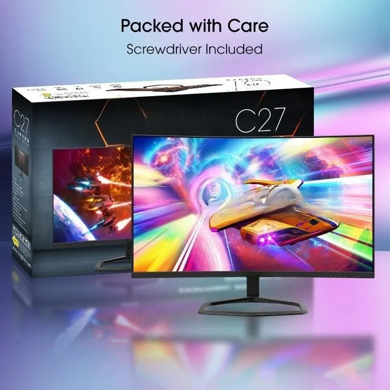 27 Inch Curved Gaming Monitor 240Hz FreeSync 1ms Response DP HDMI 99% sRGB Built-in Speakers