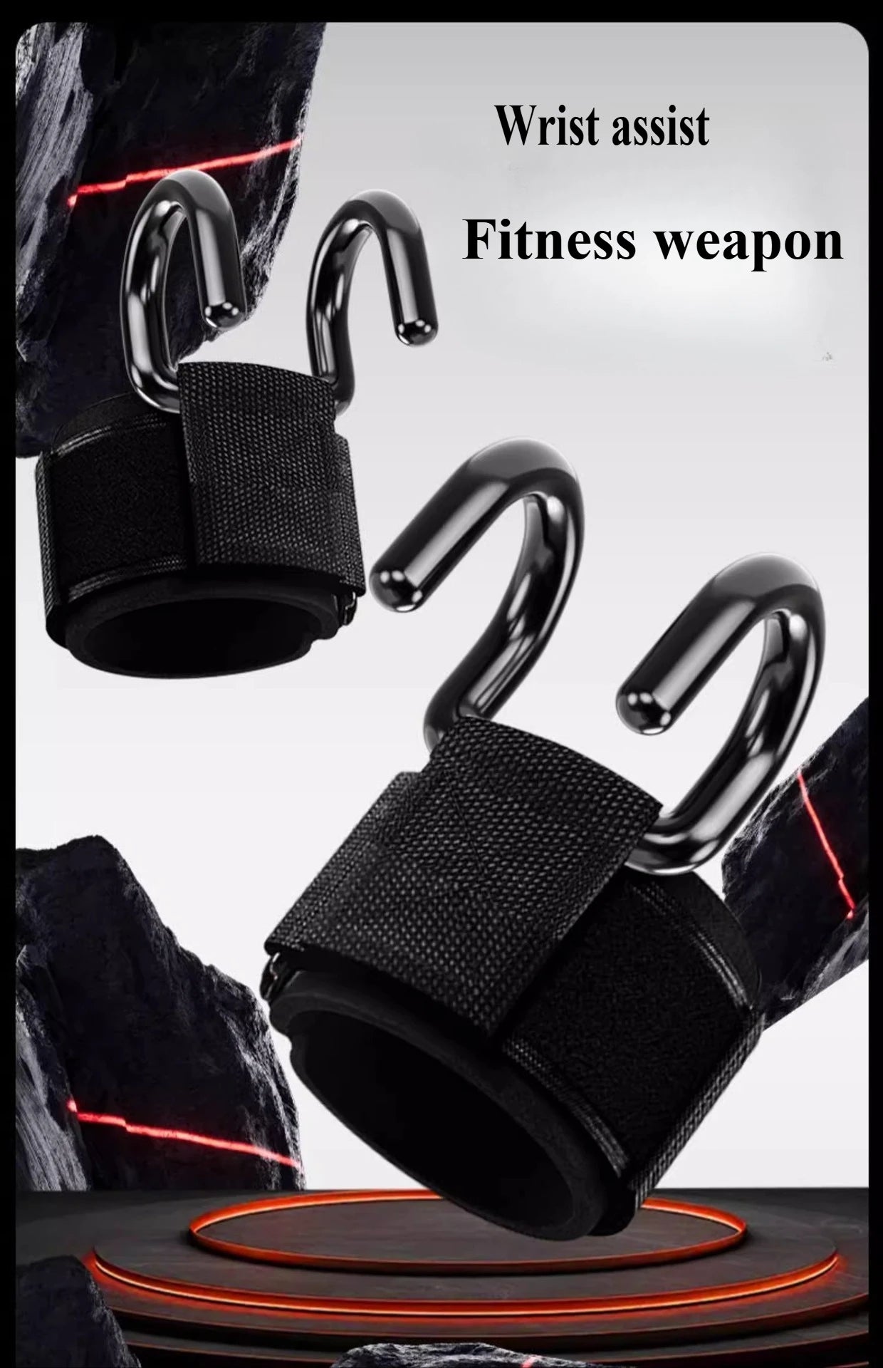 1PC Weight Lifting Hook Grips with Wrist Wraps Gym Hand-Bar Wrist Strap  Fitness Hook Weight Strap Pull-Ups Power Lift Gloves