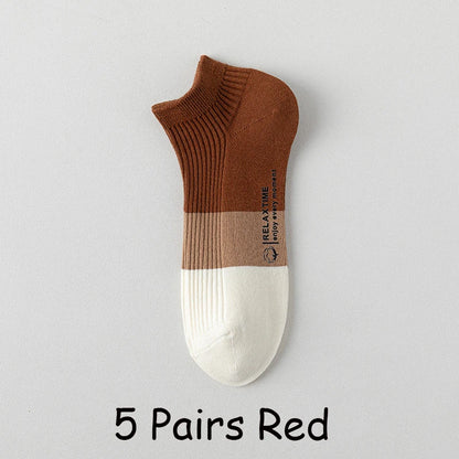 5 Pairs Men Cotton Ankle Socks Low Cut Breathable Comfortable Soft Thin Casual Sports Fashions Non-Slip Women Boat Short Socks