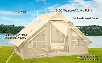 Inflatable Tents for Camping - Easy Blow Up Glamping Tent with Hand Pump, Hot Tent with Stove Jack Waterproof PVC Air Inflatable