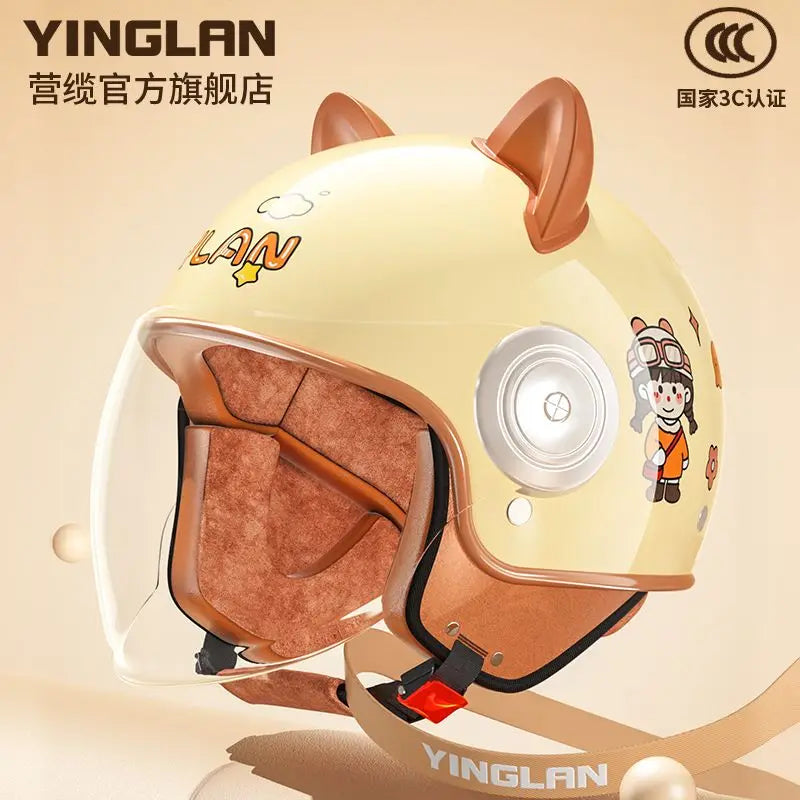 Winter Warm Women's Electric Car Helmet Four Seasons Motorcycle Safety Cap Full Face Helmet 3C Certified Abs Material