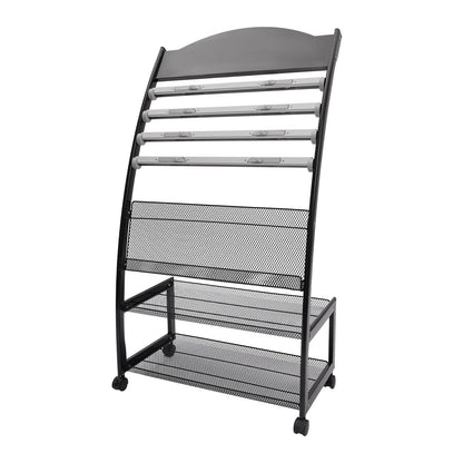 Aluminum Alloy Clip on Newspaper Rack, Magazine Display Rack, Magazine Rack, Brochure Display Rack - Black/White