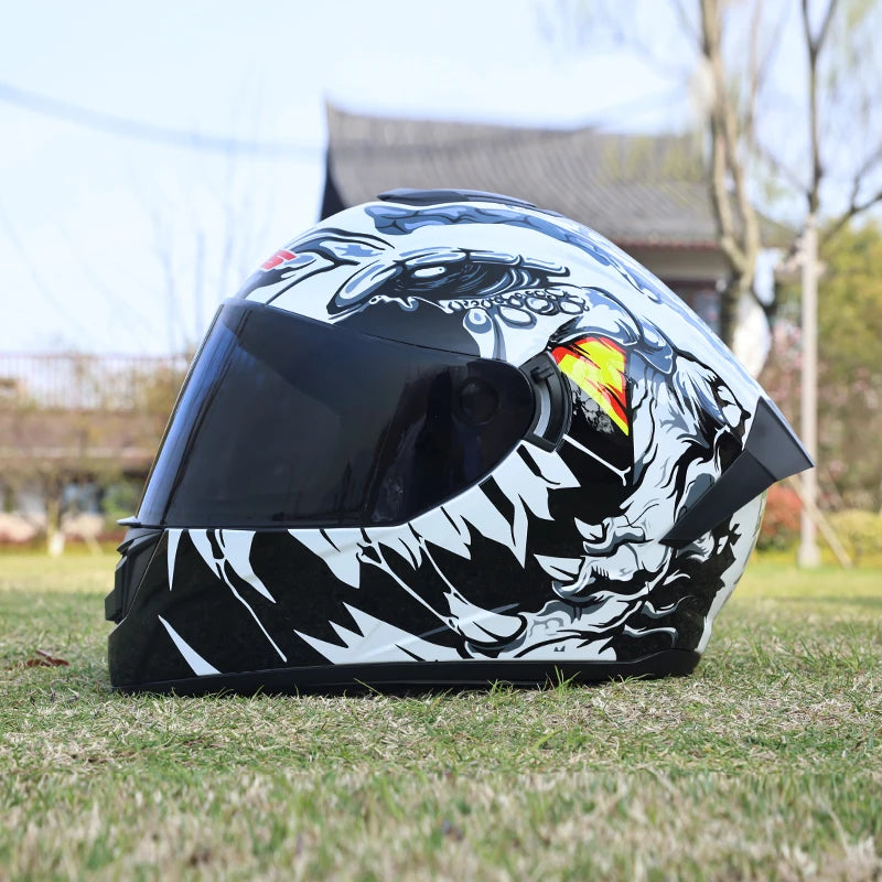 Motorcycle helmet, men's and women's dual lens full helmet, four season couple street bike safety helmet