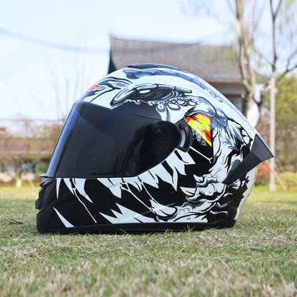 Motorcycle helmet, men's and women's dual lens full helmet, four season couple street bike safety helmet