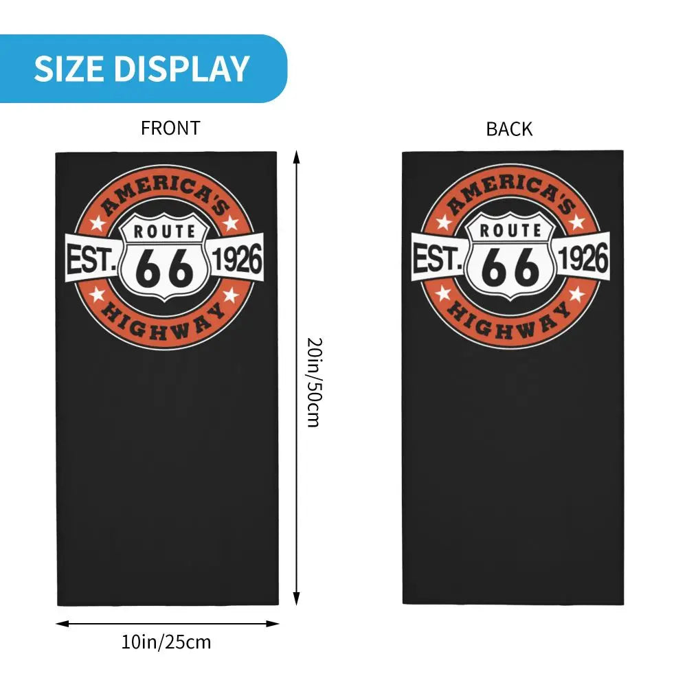 Custom Travel Motorcycle Ride Route 66 Bandana Winter Neck Warmer Windproof Wrap Face Scarf for Hiking Highways Gaiter Headband