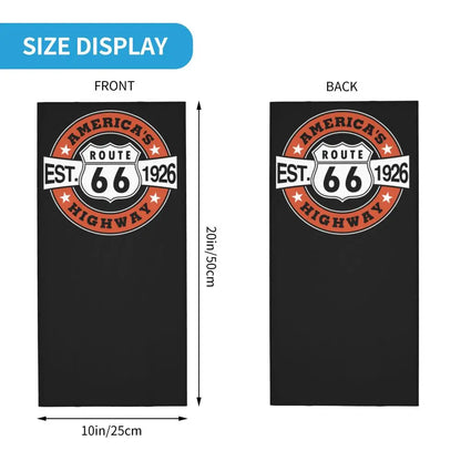 Custom Travel Motorcycle Ride Route 66 Bandana Winter Neck Warmer Windproof Wrap Face Scarf for Hiking Highways Gaiter Headband