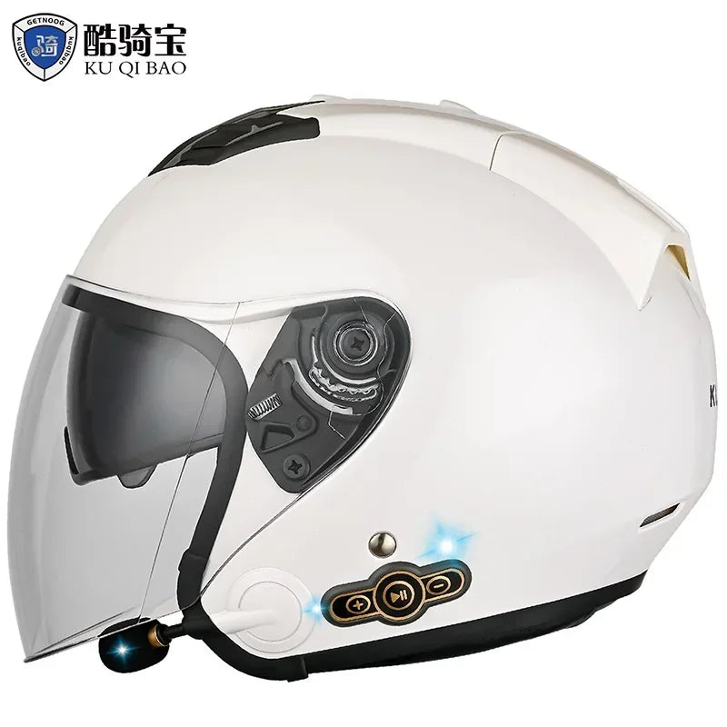HOT DOT Approved Open Face 3/4 Motorcycle Helmet with Build-In Bluetooth Headset Earphone and Detachable Liner for honda