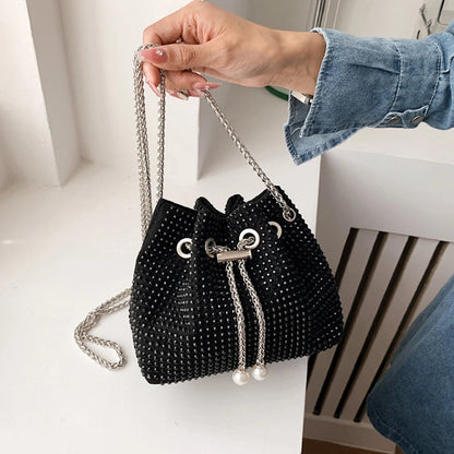 Luxury Women's Bag New High Quality Horseshoe Bucket Bag Exquisite PU Rivet Sequin Design Women's One Shoulder Handbag