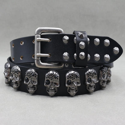 Heavy Metal Punk Belt Genuine Leather Hip Hop Belts For Men Cross Rivet Jeans belt male Strap Ceinture Homme designer belt