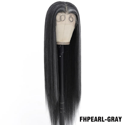 Highlight 13x6 Synthetic Lace Frontal Wigs For Women 40 Inch Long Silky Straight Lace Front Wigs High Quality American Afro Wigs