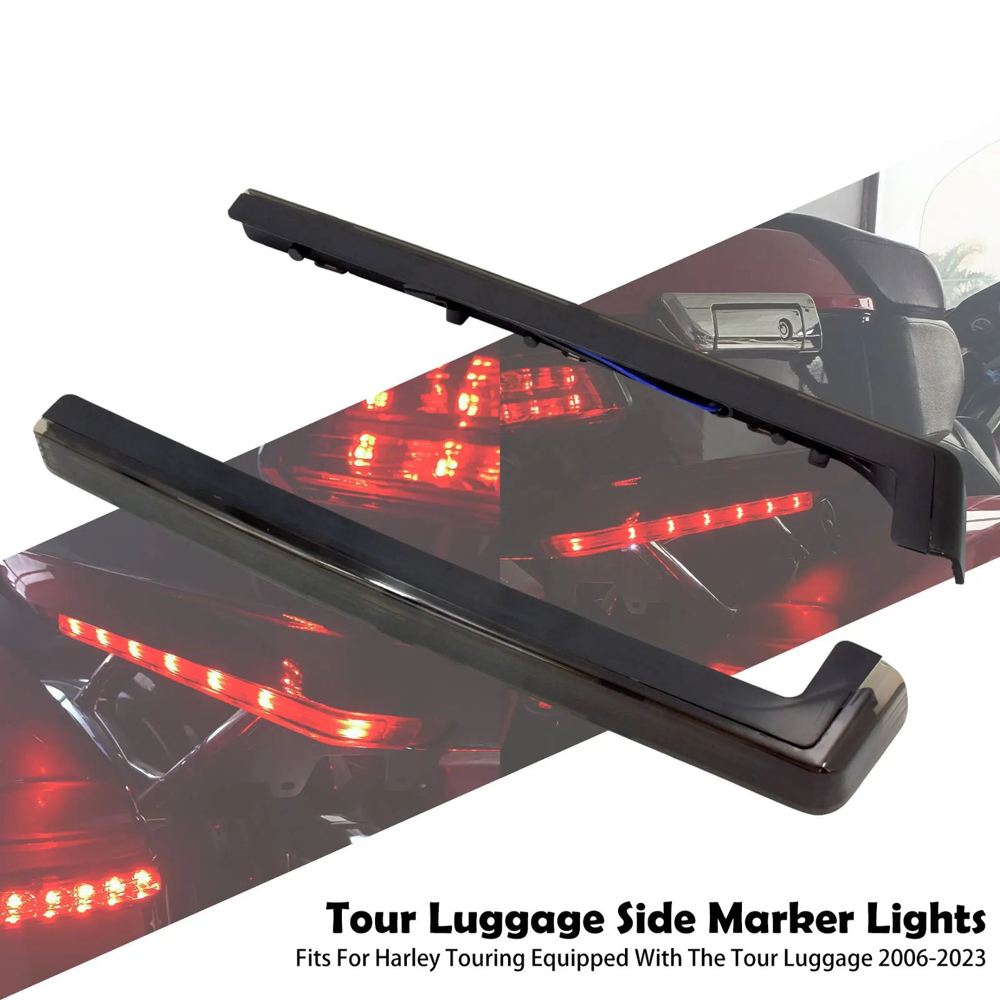 Motorcycle Tour Luggage Accent Side Panel LED Light Red/Smoke For Harley Touring Road King Road Glide FLHR FLHX FLTRX 2006-2025
