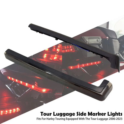 Motorcycle Tour Luggage Accent Side Panel LED Light Red/Smoke For Harley Touring Road King Road Glide FLHR FLHX FLTRX 2006-2025