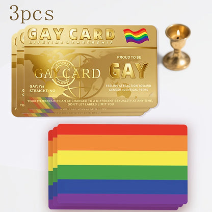 Gay Pride Lifetime Membership Cards Decorative PVC Non Sticker High End Golden Rainbow, PVC Material for LGBT Community Gift