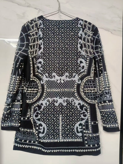 New Fashion Beaded V-neck Blazers for Women Streetwear Trendy High Quality Suit Jacket Coat Outerwear Female Clothing