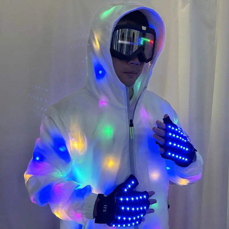 LED Bluetooth Goggles Halloween Christmas Disco Bar Neon Accessories Futuristic Luminous Glasses Bluetooth Diy LED Glasses