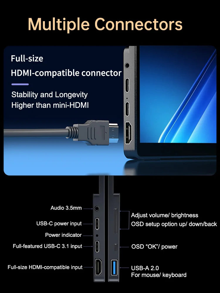 VCHANCE 15.6 Inch 4K Portable Monitor 3456*2160p 100%DCI-P3 500Nits Office Display for PC Laptop Phone XBox Switch Macbook