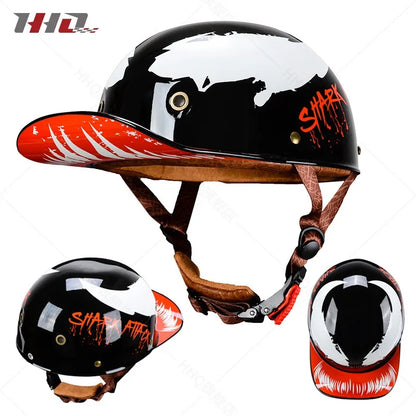 Retro Bucket Half Helmet for Men & Women - Motorcycle & Electric Bike Safety Helmet