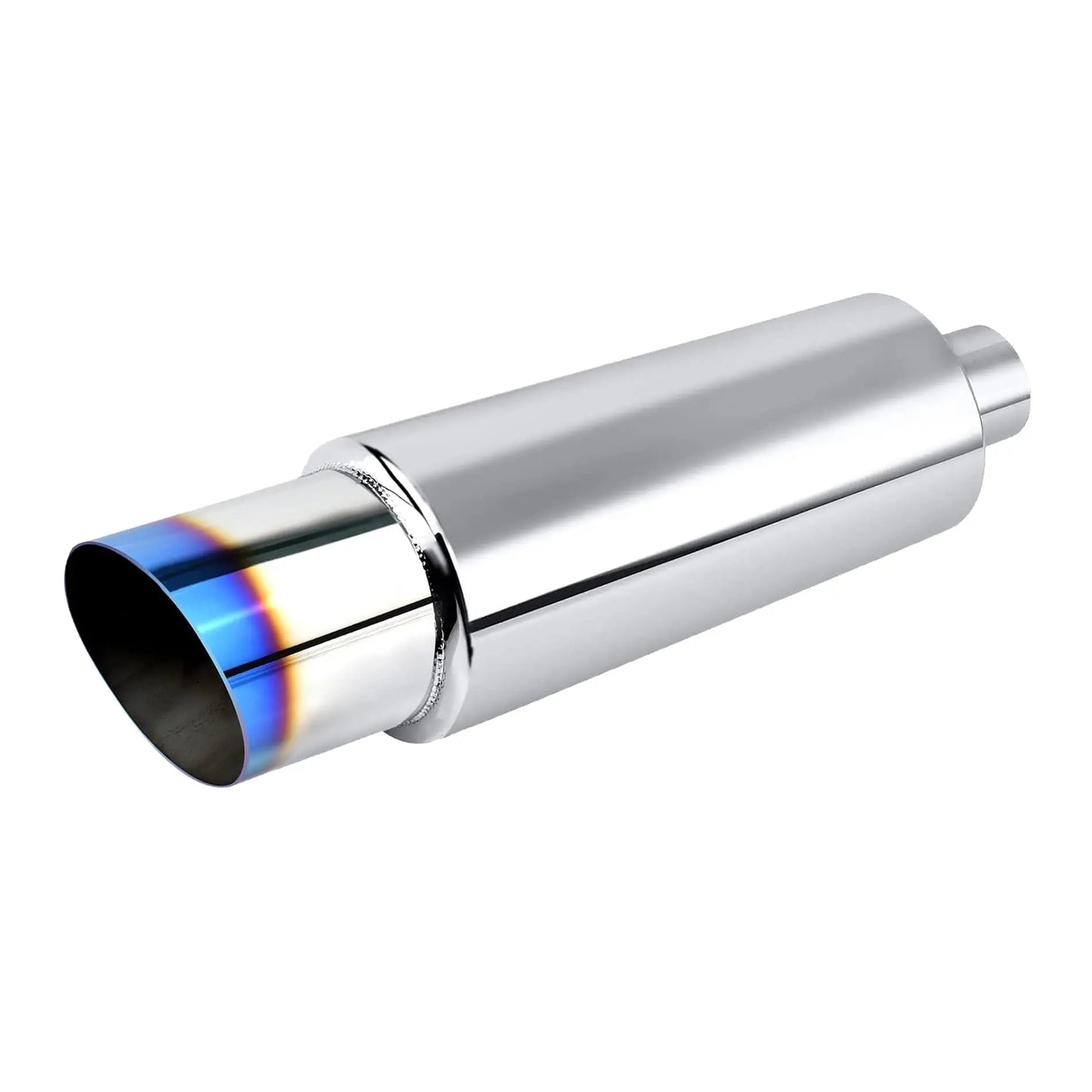 Universal Car Exhaust Pipe Muffler Tail Pipe Silver High Quality Stainless Steel 50MM Inlet 76MM Outlet Length 381mm