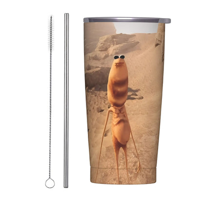 Marcus The Worm Christmas Meme  Tumbler With Straw  Stainless Steel Travel Mugs Double Wall Vacuum Insulated