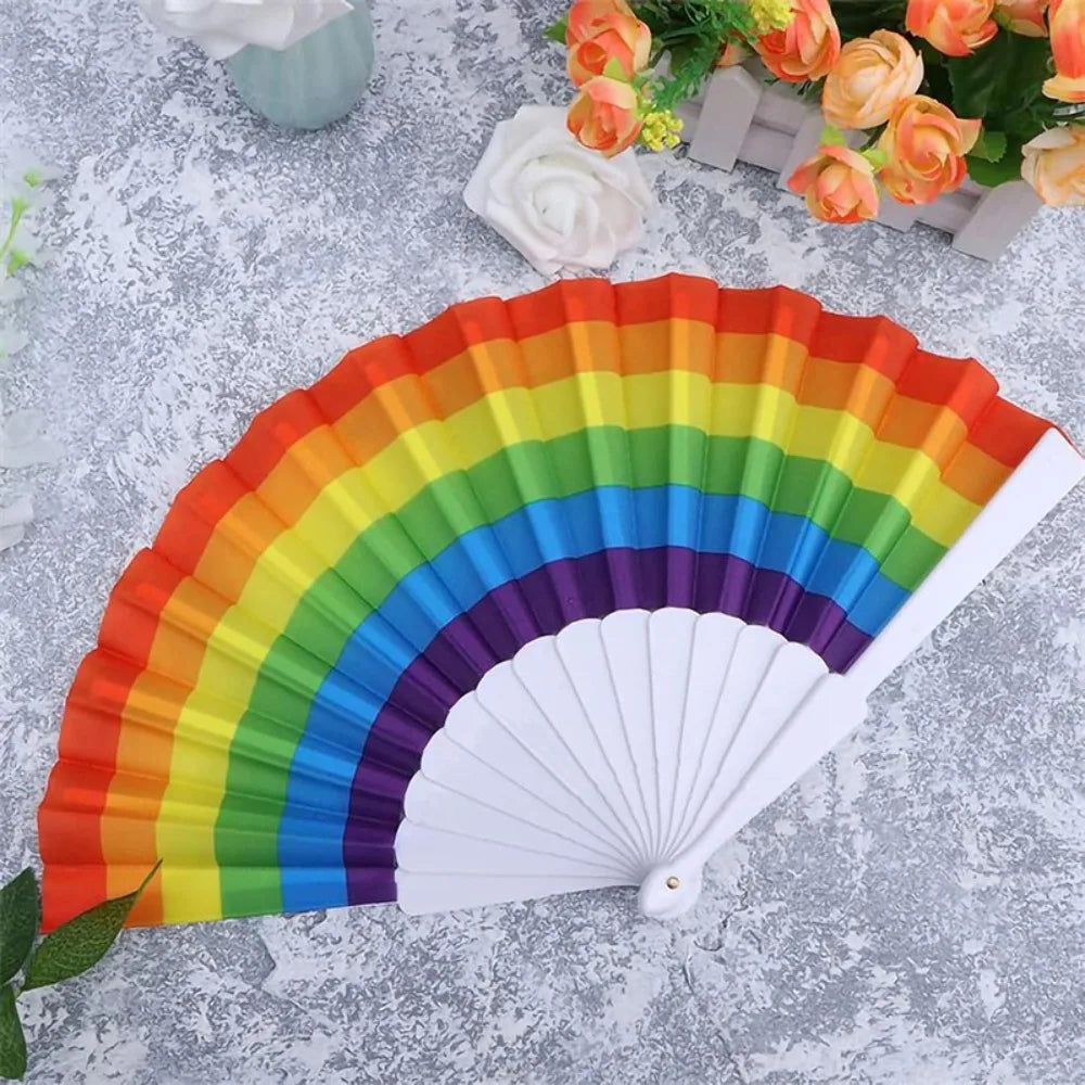 6/12/20/60pcs Vivid Rainbow Portable Folding Fans for LGBT Pride Party Music Fest Dance Wedding Favors for Guests