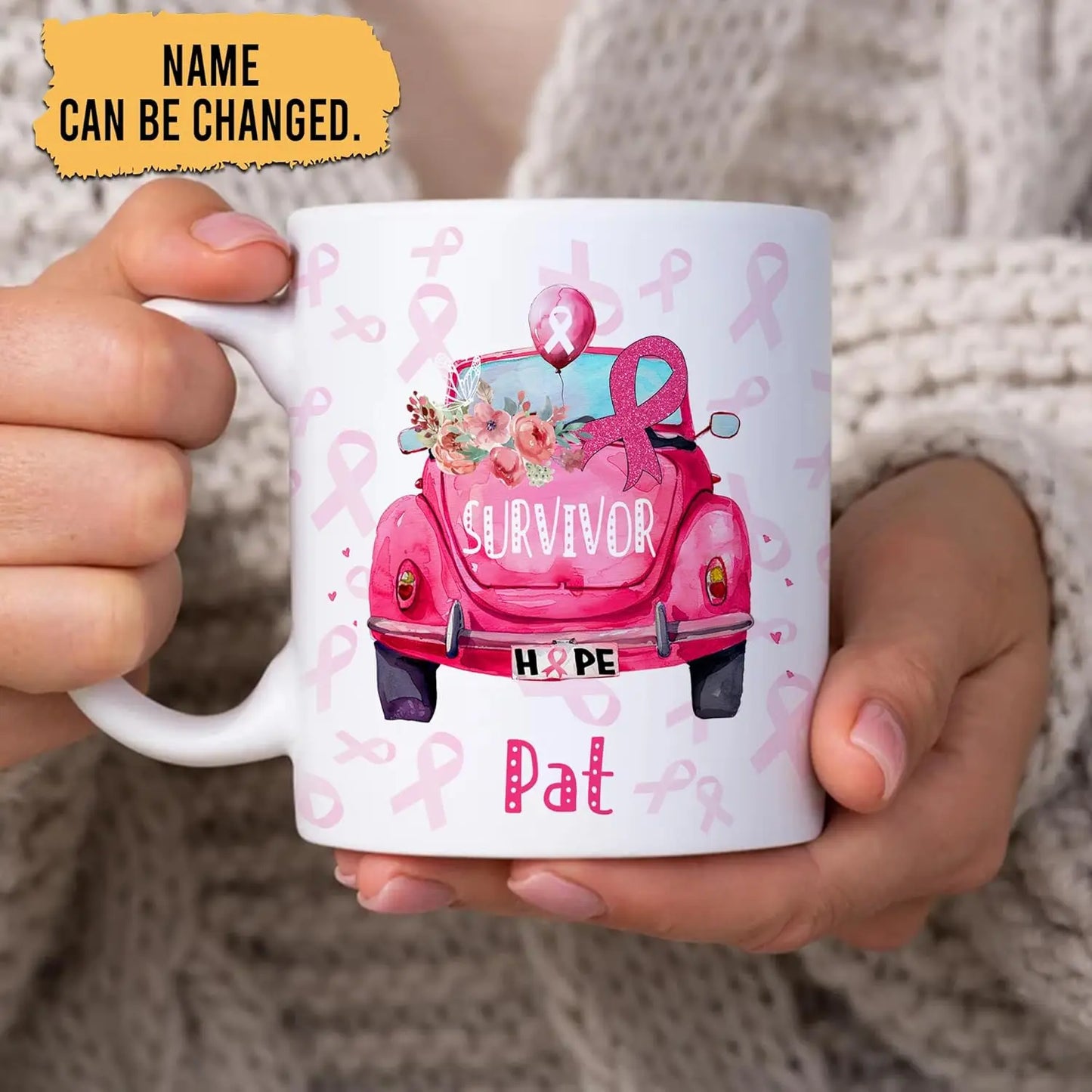 Personalized Breast Cancer Awareness Mug Gifts for Women - Birthday Christmas Gifts For Breast Cancer Warriors Survivors