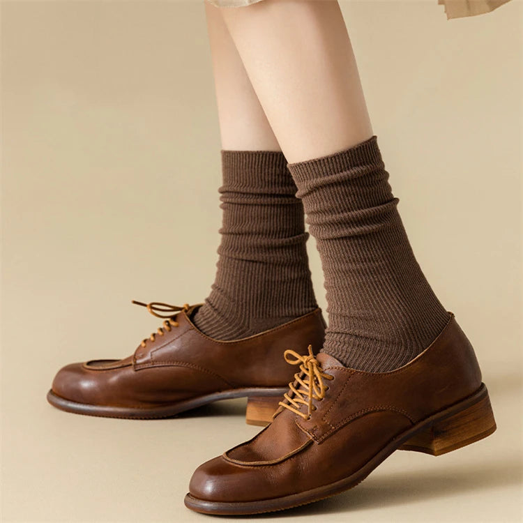 Women's Socks New Autumn Casual Simple Solid Color Winter Warm Socks For Women Korean Style Middle Tube Girls Pile Socks