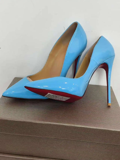 35-48 size slim high heels women's high heels sexy pointed wedding shoes party high heels patent leather neutral shoes