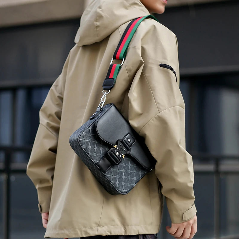 Fashionable Jacquard Pattern Men's Crossbody Bag High-End Casual Shoulder Bag for Commuting Business Waterproof Daily Sling Bag